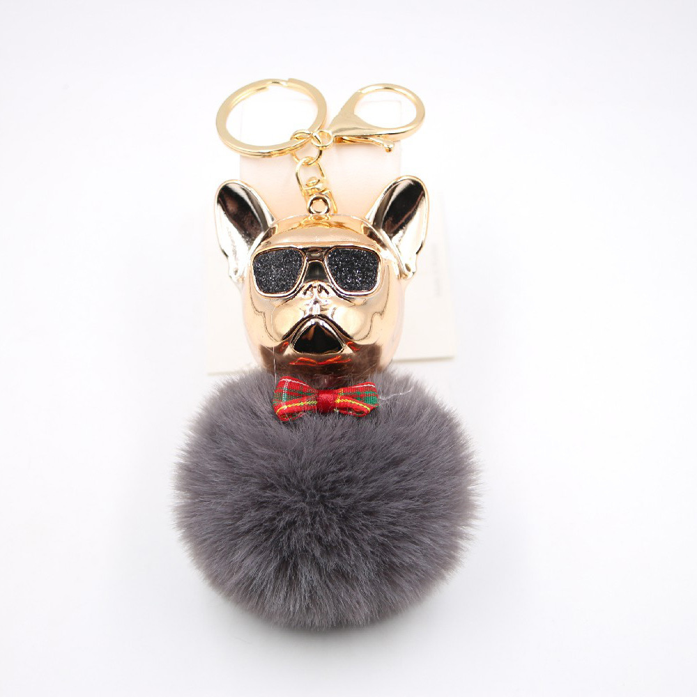 Neue Grenz Überschreitende Coole Hunde Kreative Sonnenbrille Methode Kampf Hund Auto Ornamente Niedlichen Hund Schlüssel Bund Haar Ball Tasche Anhänger display picture 15