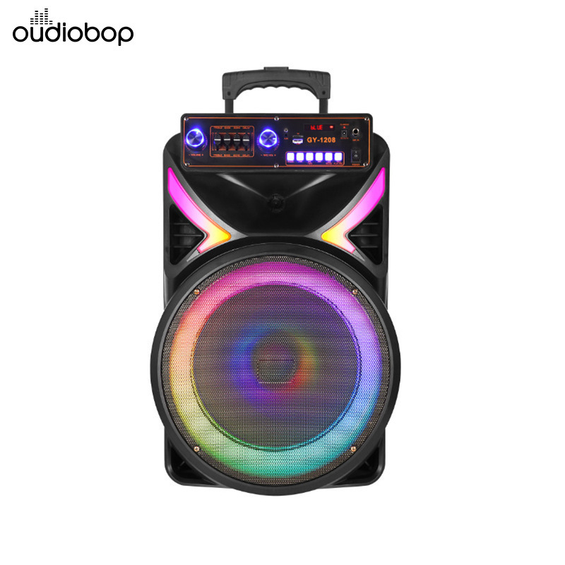 12 pulgadas caja de baile cuadrada al aire libre luz de color pulsador inalámbrico Bluetooth sonido k canción explosivo subwoofer