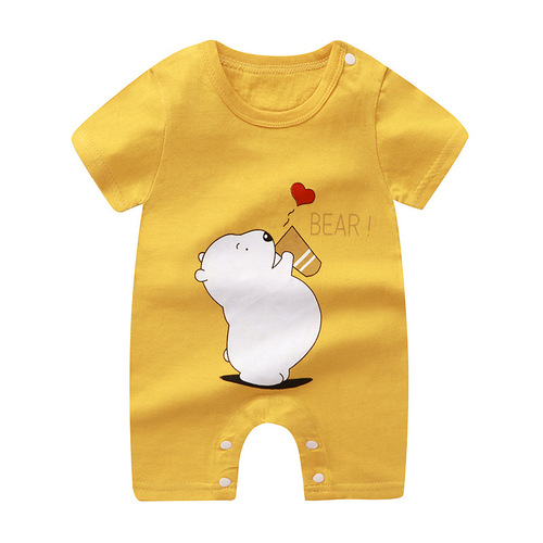 Summer Baby Onesie, Pure Cotton Toddler Hooded Romper, Thin Style with Short Sleeves, Newborn Crawling Outfit, Infant Bodysuit
