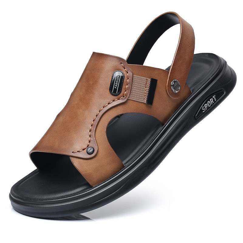 Verano, zapatos de playa de cuero para hombres, sandalias de cuero para hombres, zapatillas casuales de cuero para hombres, zapatillas transpirables.