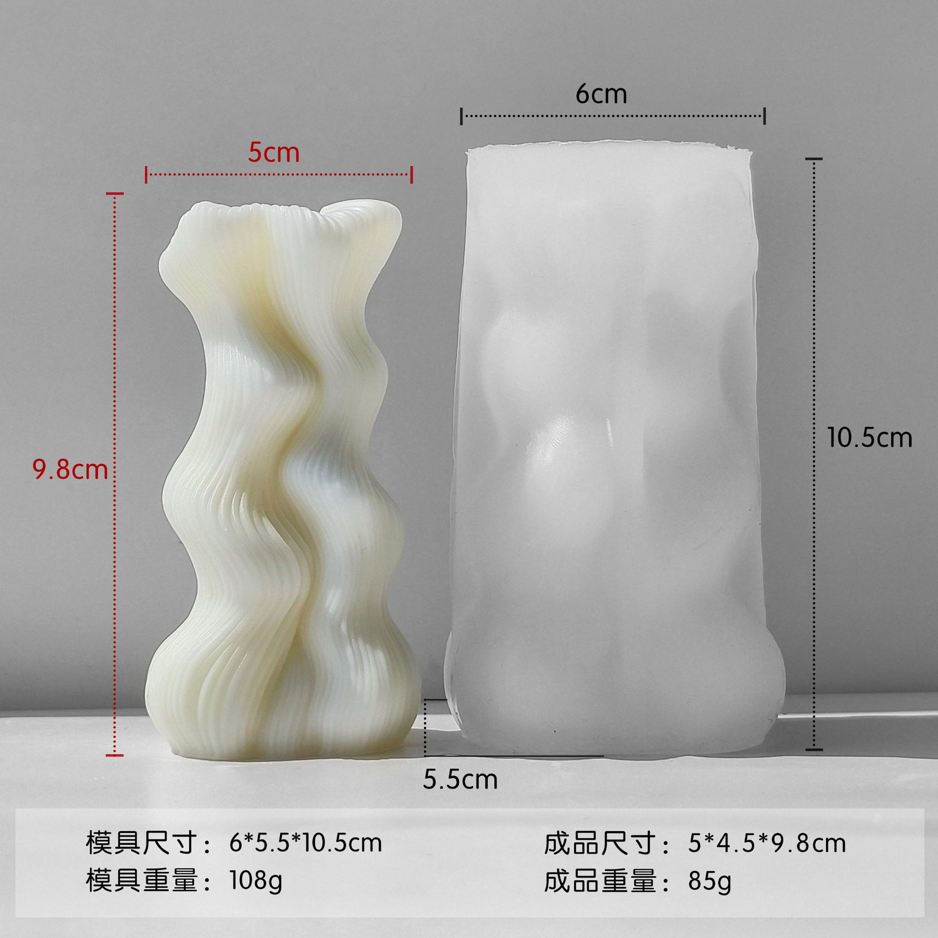 Jiahui-mei transfronterizo geometría rotatoria molde de cera de banano ondulado banda de vela magnética adornos abrasivos