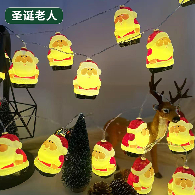 クロスボーダークリスマスサンタヘッドランプストリング雪だるま屋外ホリデーバッテリーボックスUSBアレンジメント装飾小さなランタン卸売|undefined