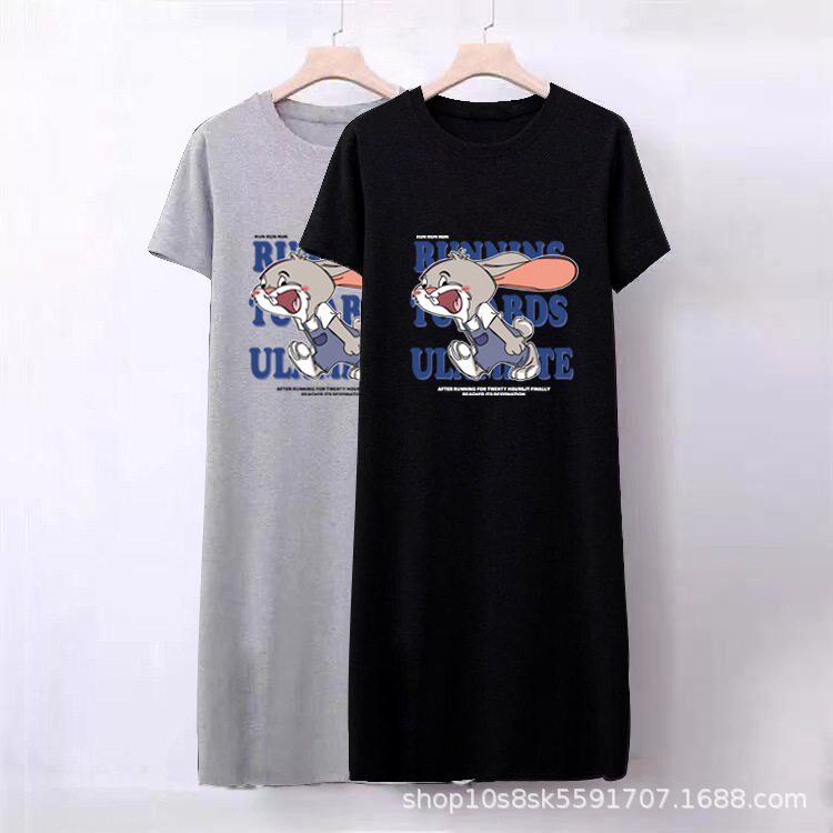 dress Women's Summer 2025 New Casual T-shirt Skirt Lazy Style Chubby M Loose plus size Mid-length Printed Dress for Women dress Women's Summer 2025 New Casual T-shirt Skirt Lazy Style Chubby M Loose plus size Mid-length Printed Dress for Women