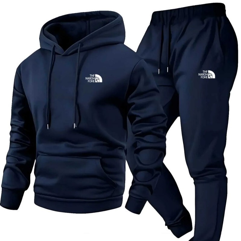 Cross-Border European and American Fashion Printed Casual Two-Piece Men's Hooded Sweatshirt and Long Pants Spring and Autumn Men's Sports Suit