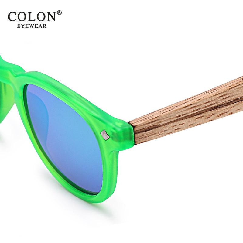 2021竹木兒童太陽鏡偏光炫彩男孩眼鏡圓形木制女孩米釘墨鏡