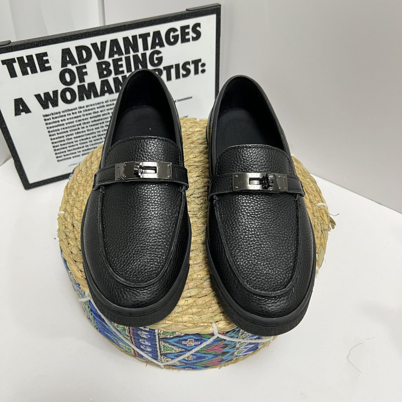 Men's Casual Slip-on Loafers With Metal Buckle For Business_voghion.com