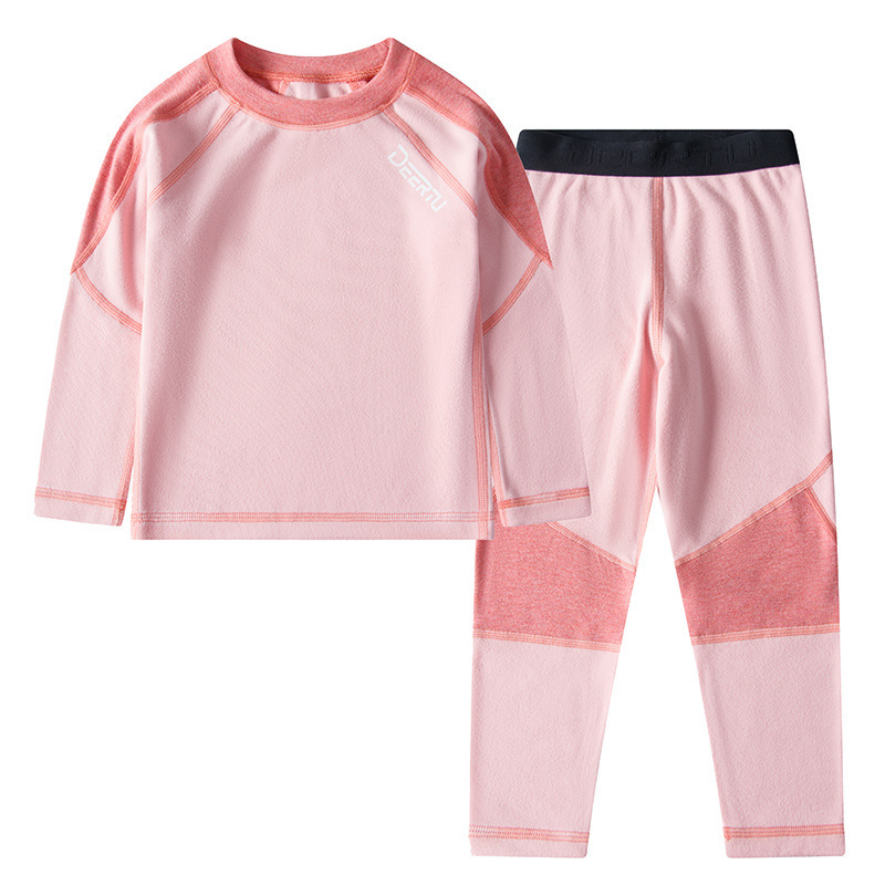 子供用秋服と長ズボン、両面ベルベット、男の子と女の子用のベルベットパジャマ、秋冬のティーンエイジャー用抗菌サーマル下着セット|undefined