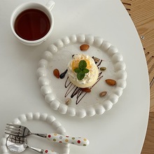 奶fufu~气质高级感珍珠奶油色陶瓷西餐盘甜品盘沙拉盘耐高温家用