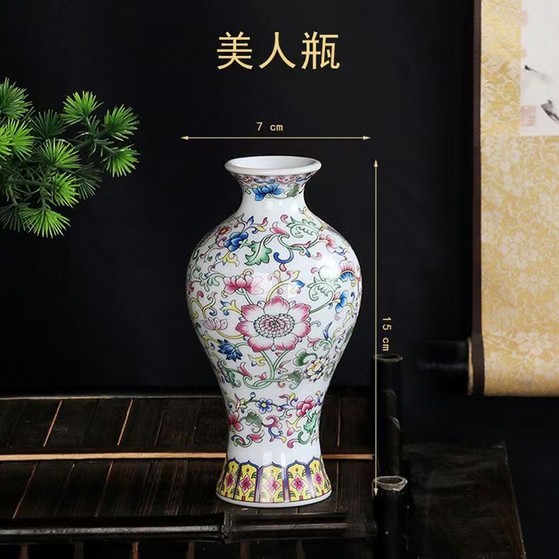 Flores de porcelana azul, vasos de flores de cerámica de lujo ligero, flores de alto nivel, decoración de mesa de comedor de estilo nuevo chino