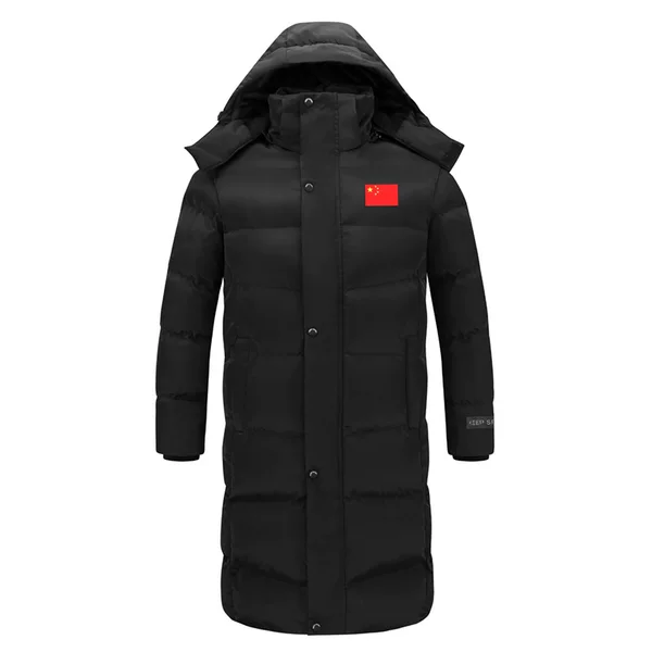 China team sports fleece-lined coat, group training winter thickened cotton coat, sports winter training long over-the-knee coat