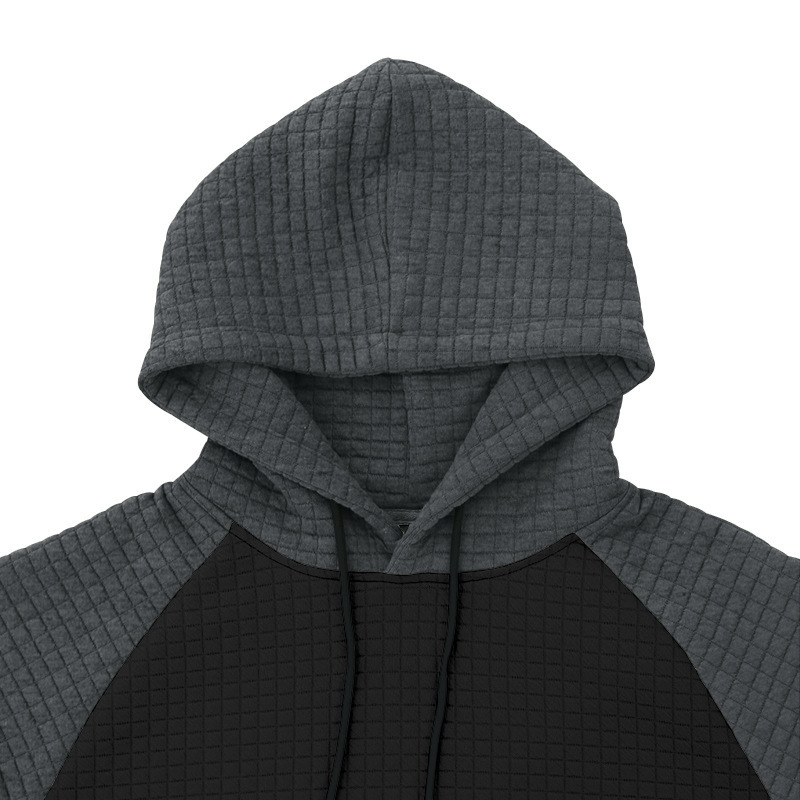 Herren neuer Jacquard-Pullover mit kleiner quadratischer Kapuze, modischer Farbblock, Freizeitpullover für schlanke Männer_voghion.com