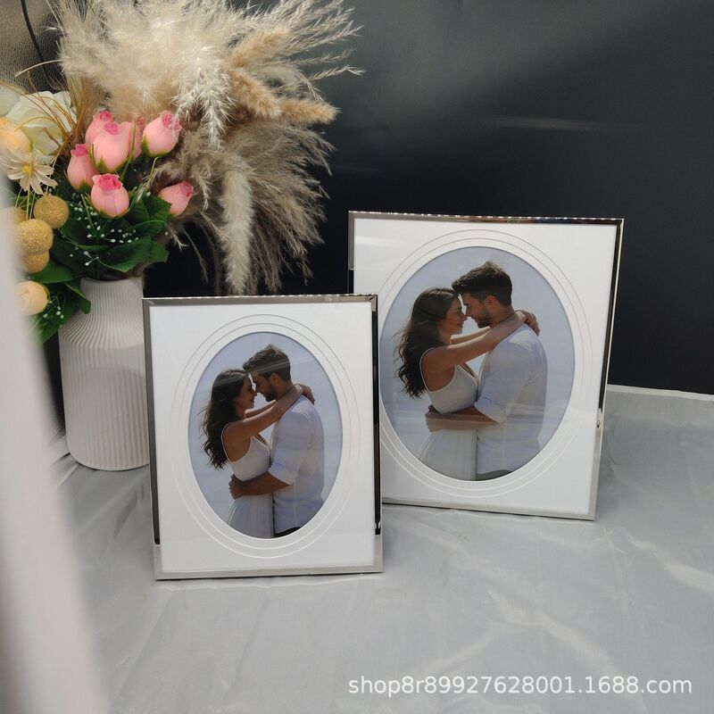 Simple Silver Metal Frame with Three-Layer Cardboard Inserts, Soft-Style Minimalist Photo Frame for Tabletop Display