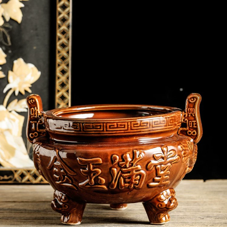 Weng Kai домашняя керамическая трехногая курильница крытая чаша для ароматерапии