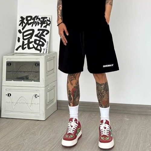 Trendy High Street 5/8 Leggings Shorts Men's Loose Summer Loose Street Trendy American New Drawstring Straight Tube 