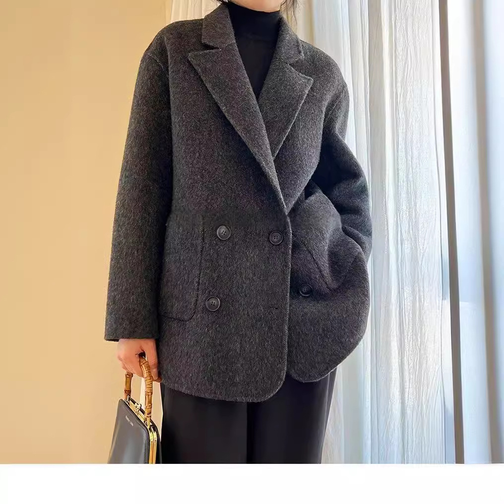 Word of mouth Wang Korean style new commuter double-sided wool coat mid-length small suit wool coat all-matching