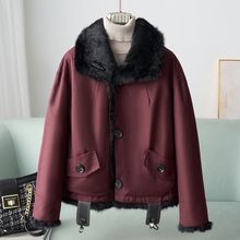 厂家现货2025秋冬新款韩版休闲兔毛内胆双面穿尼克服皮草上衣女