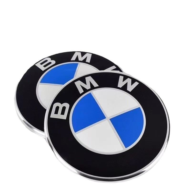 Suitable for BMW front and rear emblems: 82mm blue and white front emblem, black background car emblem, 74mm rear emblem, BMW modified car emblem