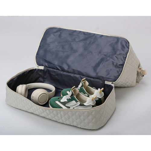 Thickened diamond grid dry-wet separation sports tote bag, short trip yoga fitness bag, large capacity shoe storage travel bag