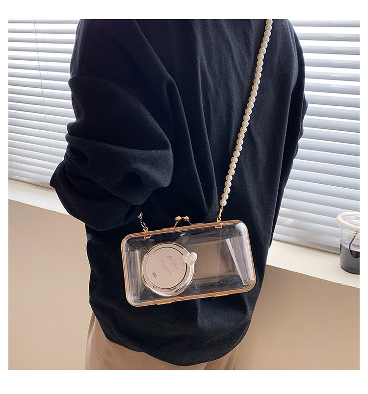 simple transparent pearl chain shoulder messenger jelly bagpicture9