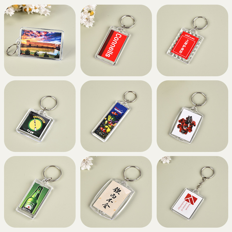 Spot Acrylic Blank Keychain Photo Frame Pendant Transparent DIY Rectangular Scenic Spot Photo Gift Pendant