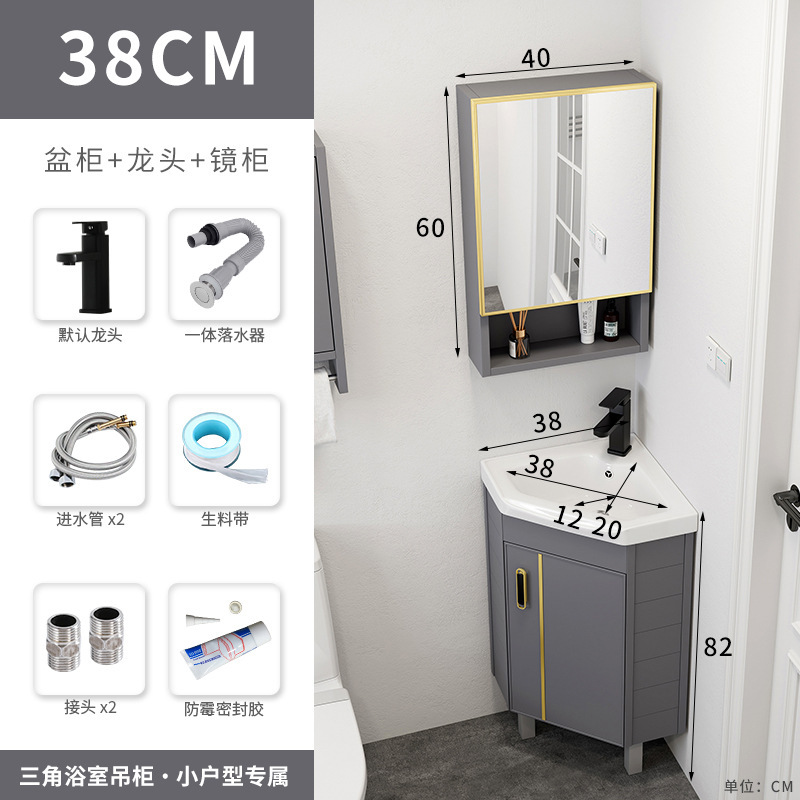 Piso lavabo gabinete combinación pequeño apartamento baño triángulo mesa de lavado esquina lavabo piscina