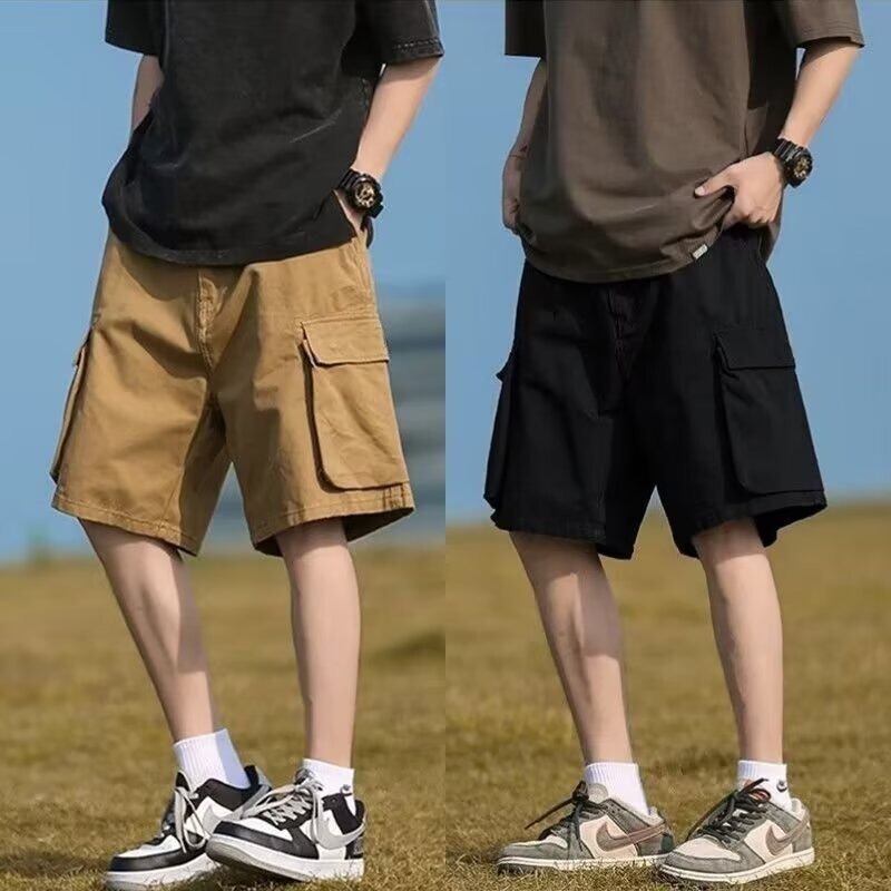 New Versatile Trendy Summer Work Pants for Men, Five-Point Shorts, Casual Loose-Fit Regular Youth Fashion
