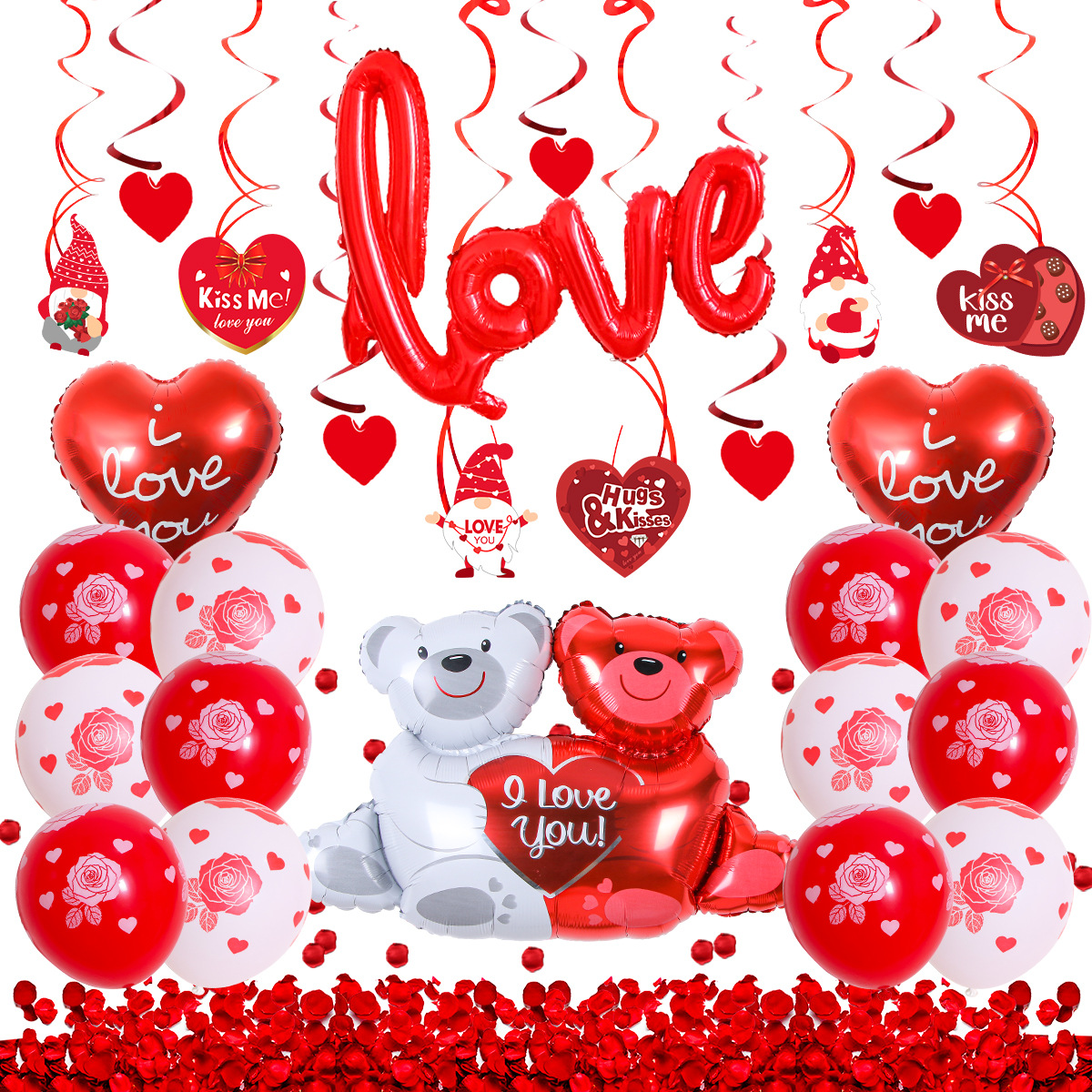 Corazón oso de amor conjunto de balloon decoración de la casa de bodas enano artículos de San Valentín decoración de la fiesta