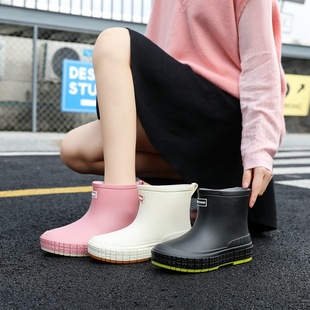 Cross-border Foreign Trade Rain Boots Women's Casual All-match Trendy Rain Boots Non-slip Wear-resistant Fashion Warm Outer Wear Water Boots overshoes