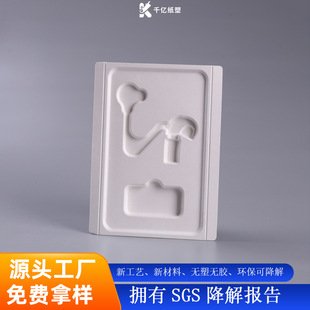Customized Sugarcane White Wet-Pressed Paper Tray Pulp Box Environmentally Friendly Packaging Box Earphones Electronic Products Paper Plastic Recyclable
