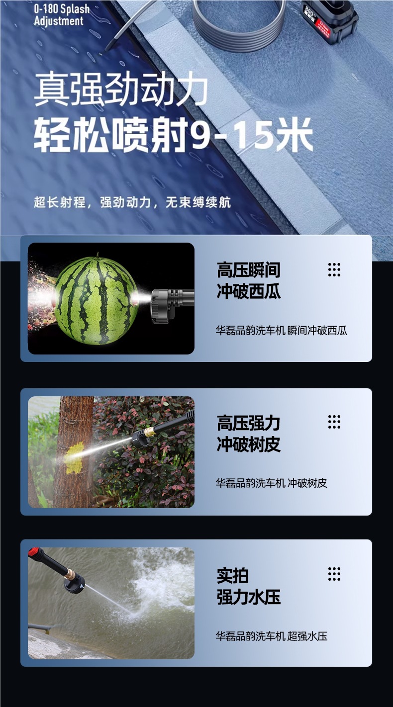 Wireless Car Washing Machine, Household High-Pressure Water Gun Cleaning Artifact, Car Charging, High-Power Lithium Battery, Powerful Booster