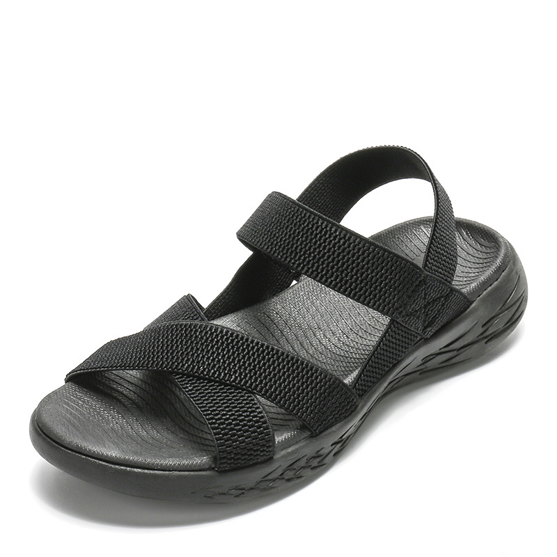 Women's 2026 Spring/Summer Elastic Strap Lightweight Cross-Border Flat Shoes Outdoor Sports Beach Sandals For Women_vogvips.com