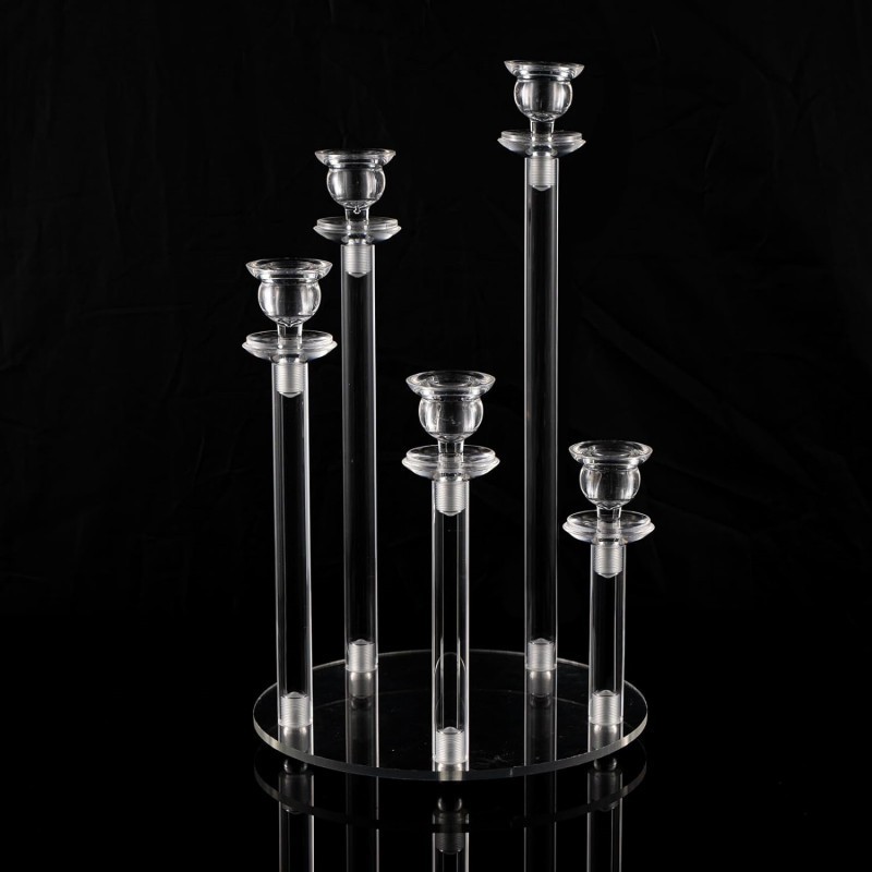 Candelaria transfronteriza de cinco cabezas para el comercio electrónico para el nuevo hotel de boda acrílico restaurante occidental fiesta de cumpleaños candelabros en el hogar