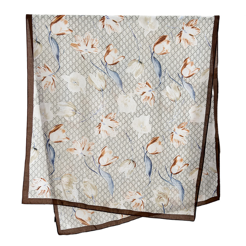 Nueva seda impresa bufandas delgadas bufandas de algodón y lino mujeres otoño y invierno de alta sensación larga chal cálido image 6