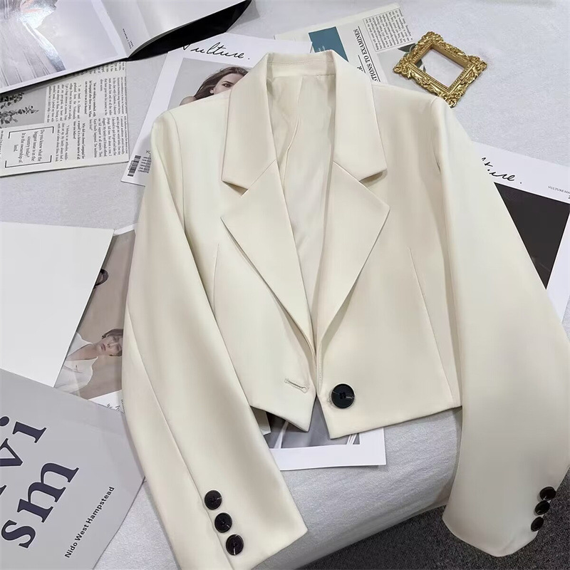Short White Jacket for Women, Stylish Blazer for Petite Women, Spring and Autumn Outfit, Office Goddess Style Jacket, Foreign Trade Women's Suit Short White Jacket for Women, Stylish Blazer for Petite Women, Spring and Autumn Outfit, Office Goddess Style Jacket, Foreign Trade Women's Suit