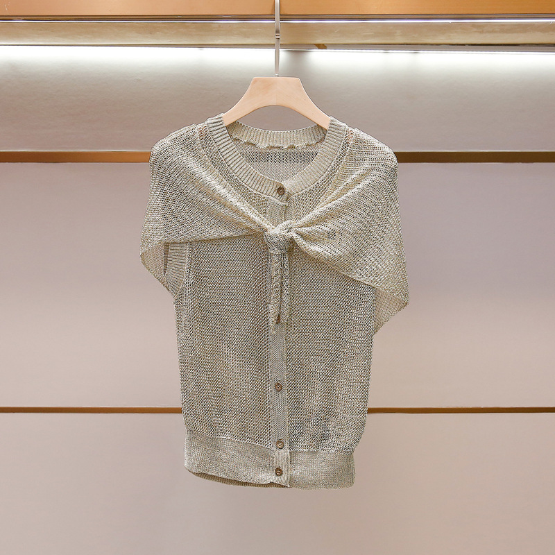 Shenzhen Nanyou High-End Women's Clothing Summer New Fashion Stylish Design Fluttering Collar Sleeveless Vest Knit Top for Women Shenzhen Nanyou High-End Women's Clothing Summer New Fashion Stylish Design Fluttering Collar Sleeveless Vest Knit Top for Women