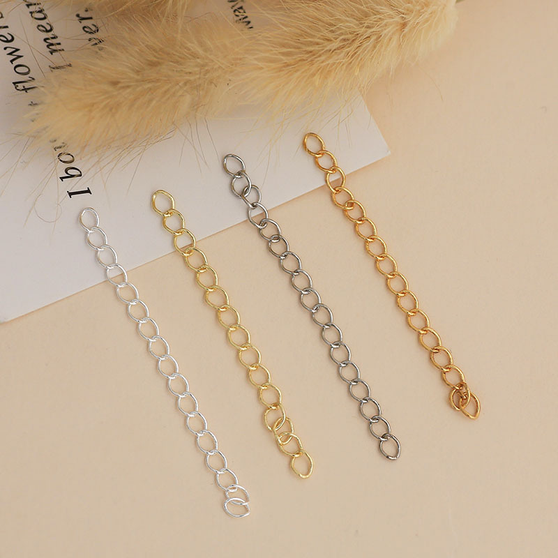 Wholesale 5cm Extension Chain Tail Chain Plated with 18K Real Gold Color-Preserving DIY Bracelet Necklace Extension Chain Jewelry Accessories Material