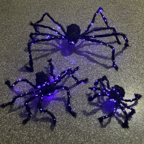 Spider Toy Black Spider Web Halloween Decoration Plush Glowing Spider Room Escape Haunted House Horror Props