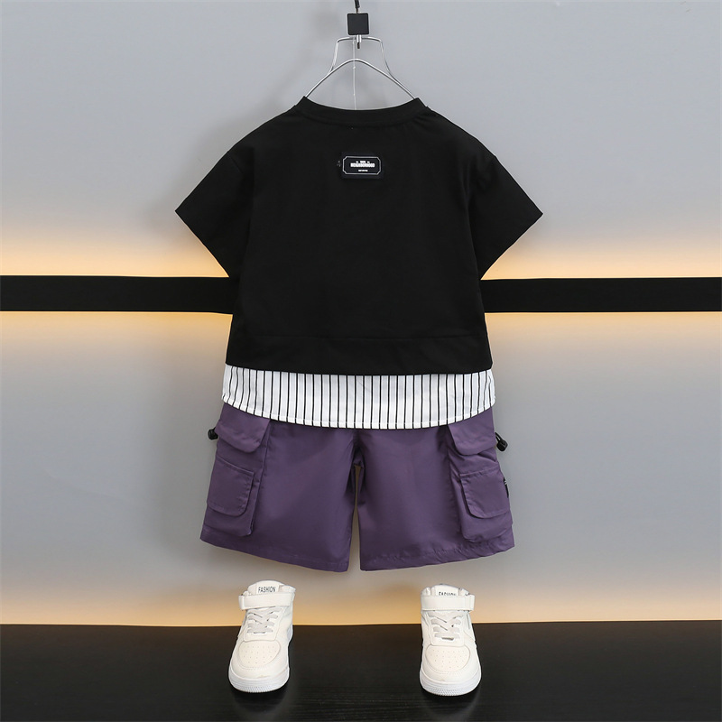 7297 Traje de ropa de verano para niños Ropa delgada de manga corta de verano para niños 2025 nueva moda estilo occidental ropa para niños de verano