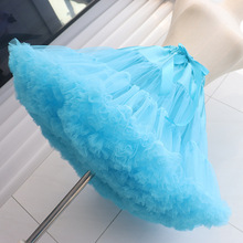 蓬蓬裙云朵软网纱半身lolita无骨湖蓝色表演出日常裙撑外贸跨境
