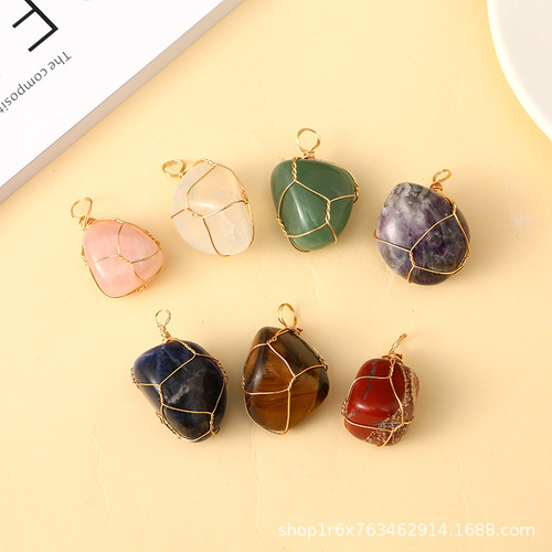 Cross-border new product hot-selling color-plated gold wire copper wire stone raw material winding irregular stones handmade wire Amazon