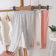 夏天新款女童打底裤婴儿宝宝薄款外穿九分裤中小童百搭刺绣裤子潮