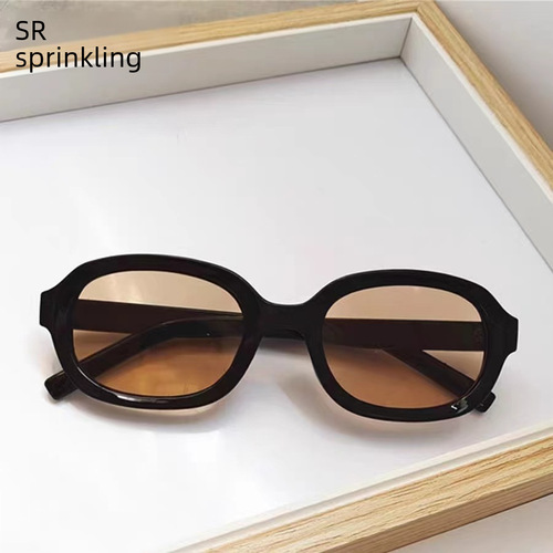  New Style Brown Sunglasses Men Driving Ins Internet Red Big Face Street Shooting Trendy UV Protection Retro Sun Glasses 