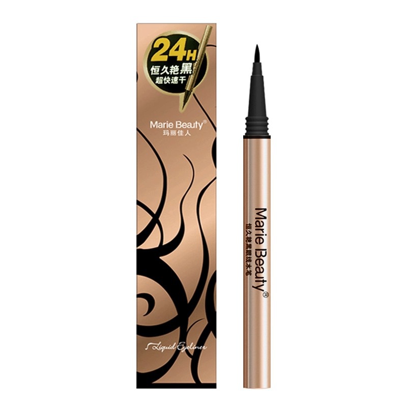 Marie Claire Eyeliner Is Not Easy to Smudge, Hard Tip, Sponge Tip, Liquid Eyeliner, Long-Lasting, Slim, for Beginners