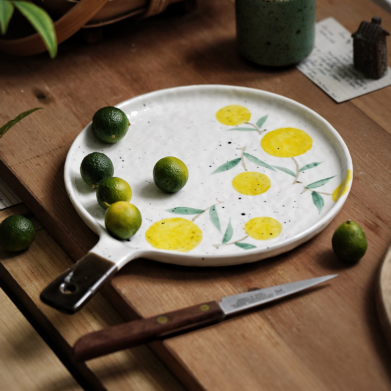 Creativo y lindo mango red bandeja de frutas bandeja de pastel bandeja horneado horno de microondas cerámica transfronteriza