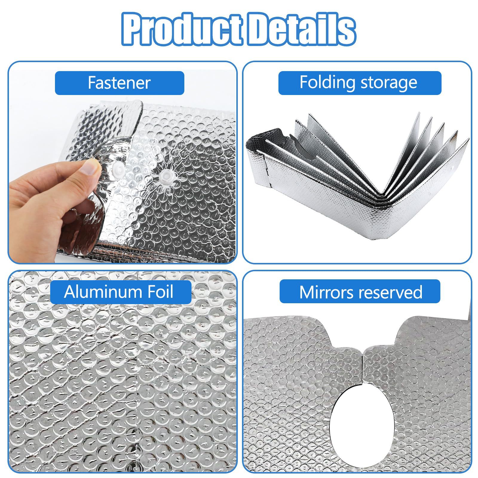 Convenient Folding Storage Sun Protection Aluminum Foil Universal Heat Insulation Car Sun Protection Front Sunshade Summer Car Sun Visor