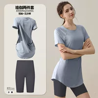 Спортивный костюм женский с короткими рукавами, летняя повседневная спортивная одежда для похудения, быстросохнущая одежда для фитнеса, футболка для бега, топы для женщин