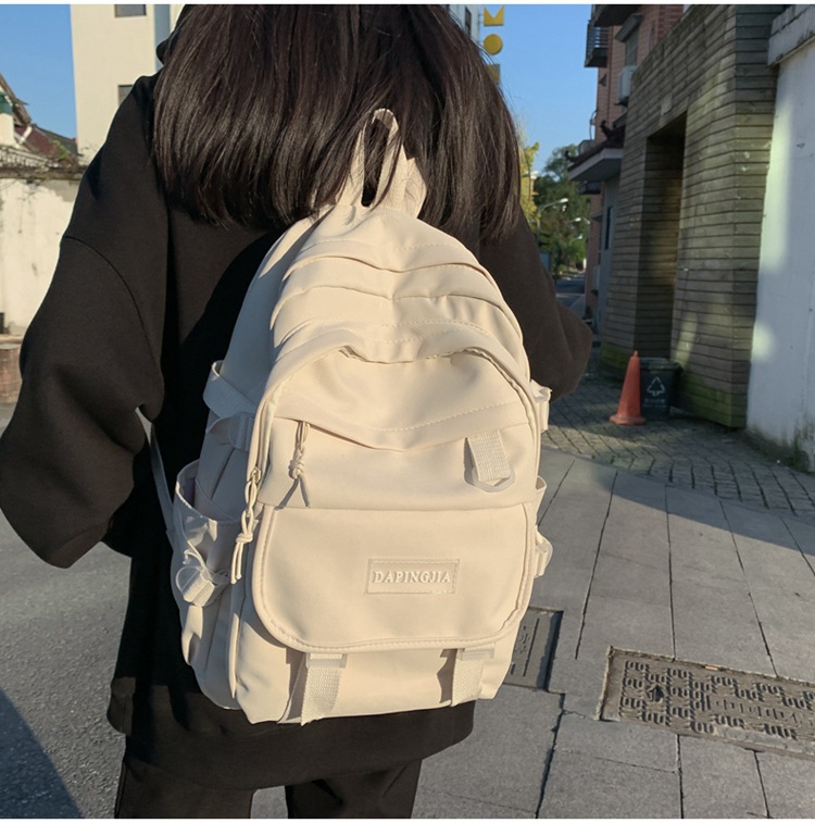 2021 Winter New Simple Solid Color Large Capacity Campus Backpack display picture 2