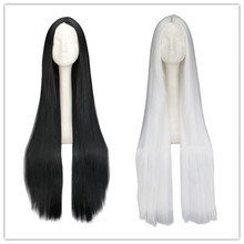 动漫1米 100cm黑色长直发cos假发中分Cosplay Long Straight Wig