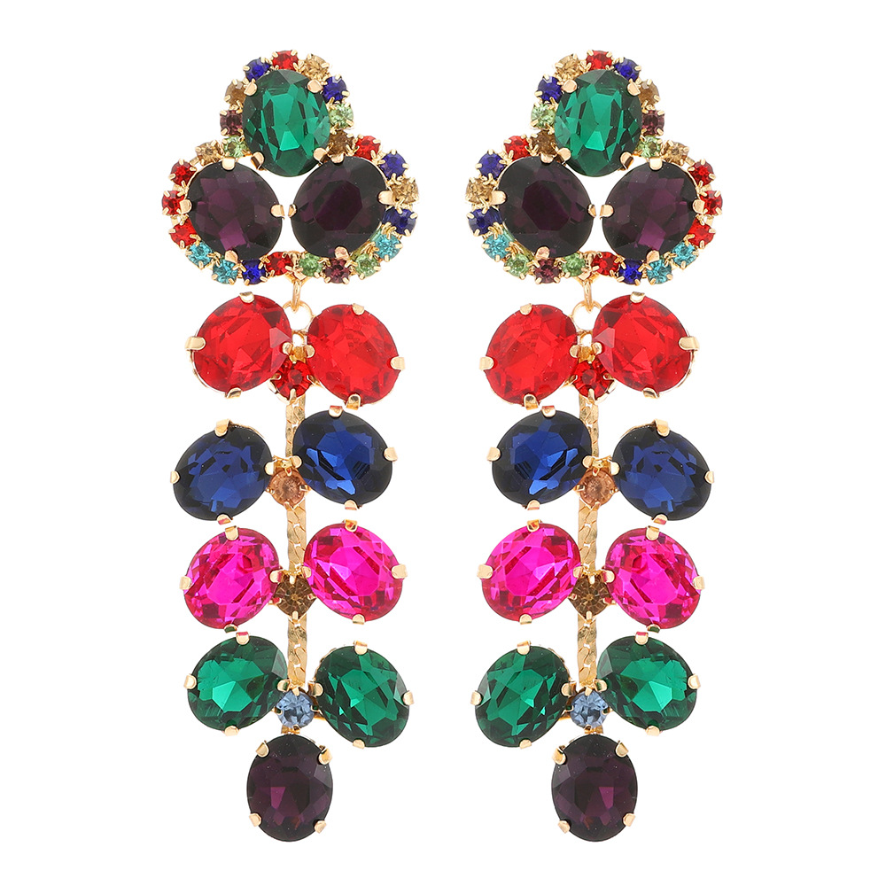 19g Weight Electroplated Gold Plating Process Alloy Ear Needle Material 1 Pair Retro Lady Simple Style Geometric Rhinestone Plating Artificial Gemstones Women's Earrings