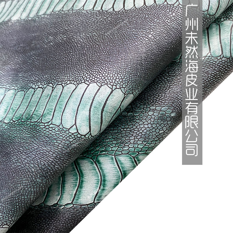 鸵鸟脚纹头层牛皮家私家具家装双色多色箱包鞋面花皮